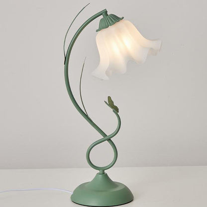 Contemporary Creative Wrought Iron Acrylic Flower 1-Light Table Lamp For Bedroom