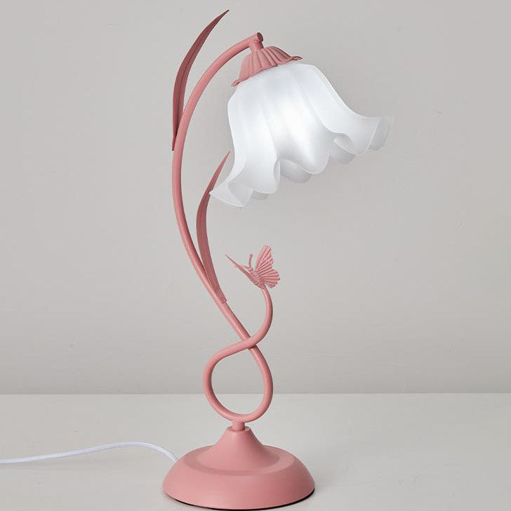 Contemporary Creative Wrought Iron Acrylic Flower 1-Light Table Lamp For Bedroom
