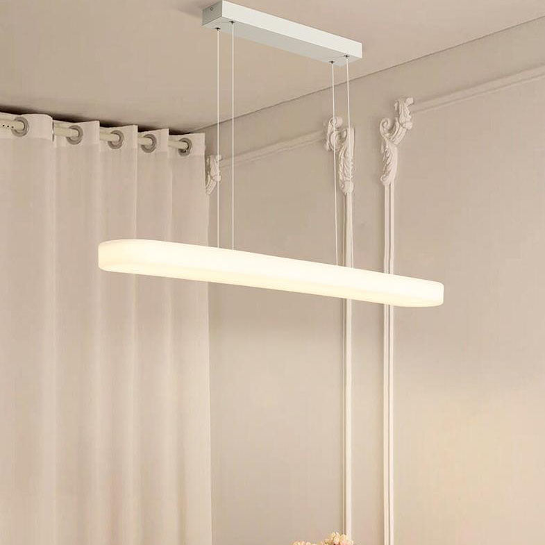Modern Minimalist One-Shaped Long Strip Acrylic Shade Iron LED Island Light Pendant Light For Dining Room