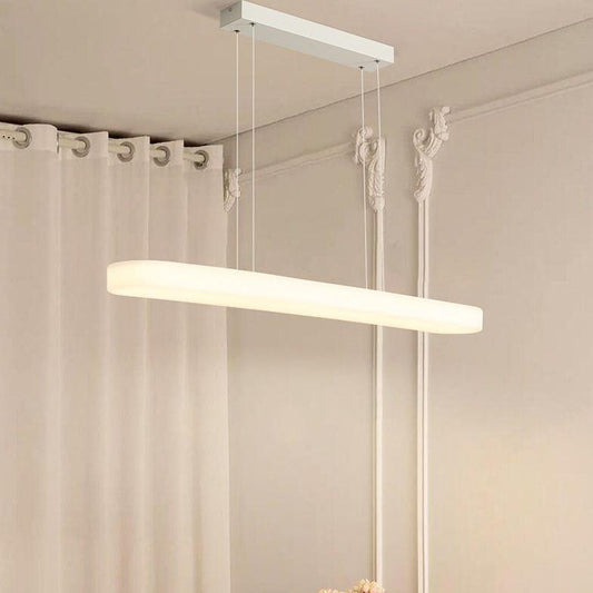 Modern Minimalist One-Shaped Long Strip Acrylic Shade Iron LED Island Light Pendant Light For Dining Room