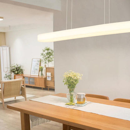 Modern Minimalist One-Shaped Long Strip Acrylic Shade Iron LED Island Light Pendant Light For Dining Room