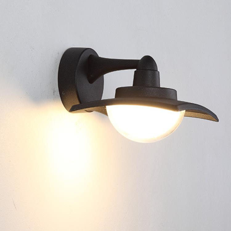 Contemporary Industrial Aluminum Round Glass Shade LED Waterproof Wall Sconce Lamp For Outdoor Patio