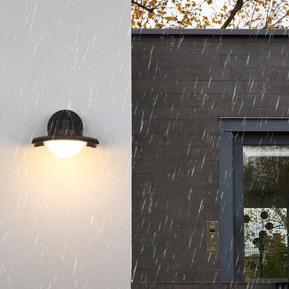 Contemporary Industrial Aluminum Round Glass Shade LED Waterproof Wall Sconce Lamp For Outdoor Patio