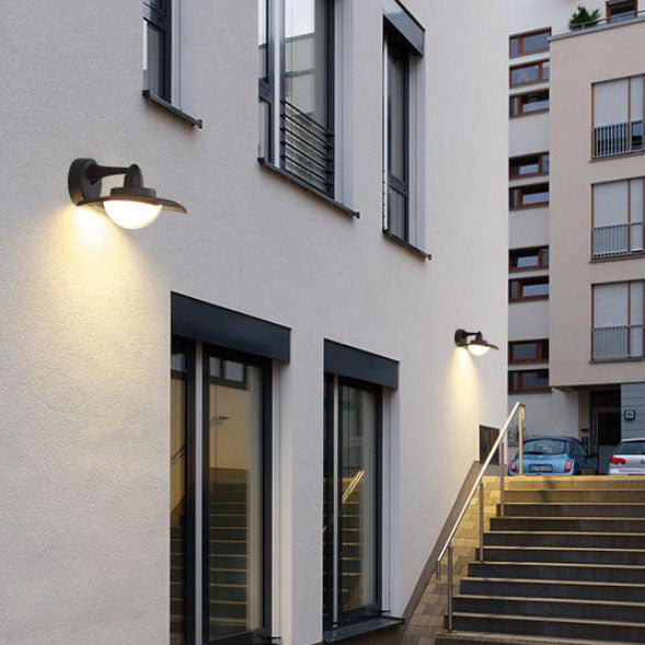 Contemporary Industrial Aluminum Round Glass Shade LED Waterproof Wall Sconce Lamp For Outdoor Patio