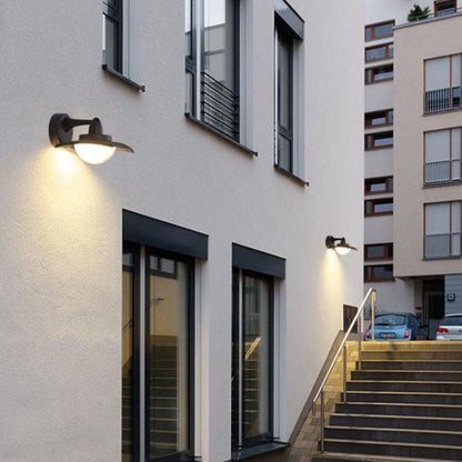 Contemporary Industrial Aluminum Round Glass Shade LED Waterproof Wall Sconce Lamp For Outdoor Patio