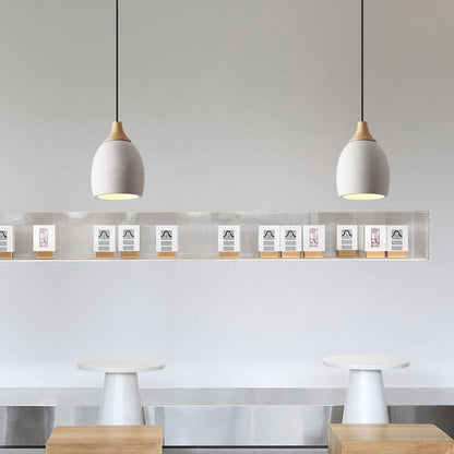 Traditional Japanese Cement Solid Wood Circle 1-Light Pendant Light For Dining Room