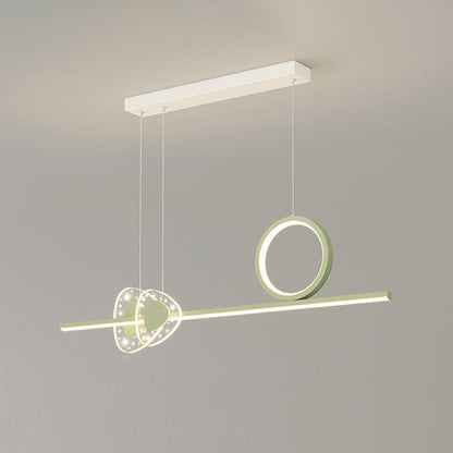 Contemporary Creative Iron Geometric Circular Line Combination Acrylic Shade LED Island Light Pendant Light For Dining Room
