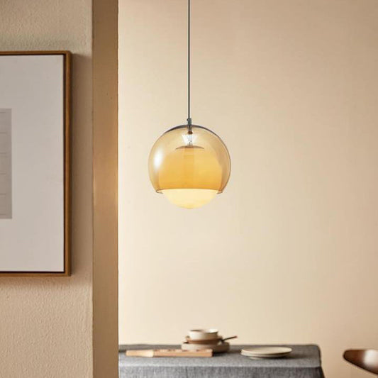 Contemporary Retro Round Ball Iron Glass 1-Light Pendant Light For Living Room