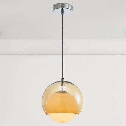 Contemporary Retro Round Ball Iron Glass 1-Light Pendant Light For Living Room