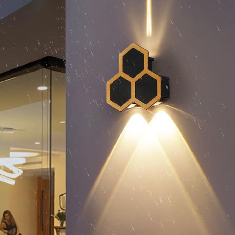 Contemporary Creative Waterproof Aluminum Honeycomb Shape PC Lens LED Wall Sconce Lamp For Outdoor Patio