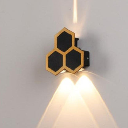 Contemporary Creative Waterproof Aluminum Honeycomb Shape PC Lens LED Wall Sconce Lamp For Outdoor Patio