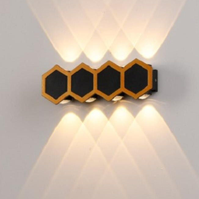 Contemporary Creative Waterproof Aluminum Honeycomb Shape PC Lens LED Wall Sconce Lamp For Outdoor Patio