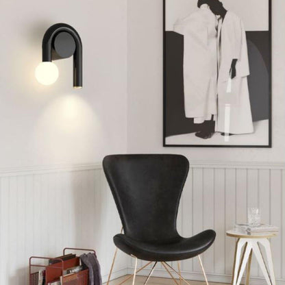 Contemporary Simplicity Geometric Iron U-shaped Line 2-Light Wall Sconce Lamp For Living Room