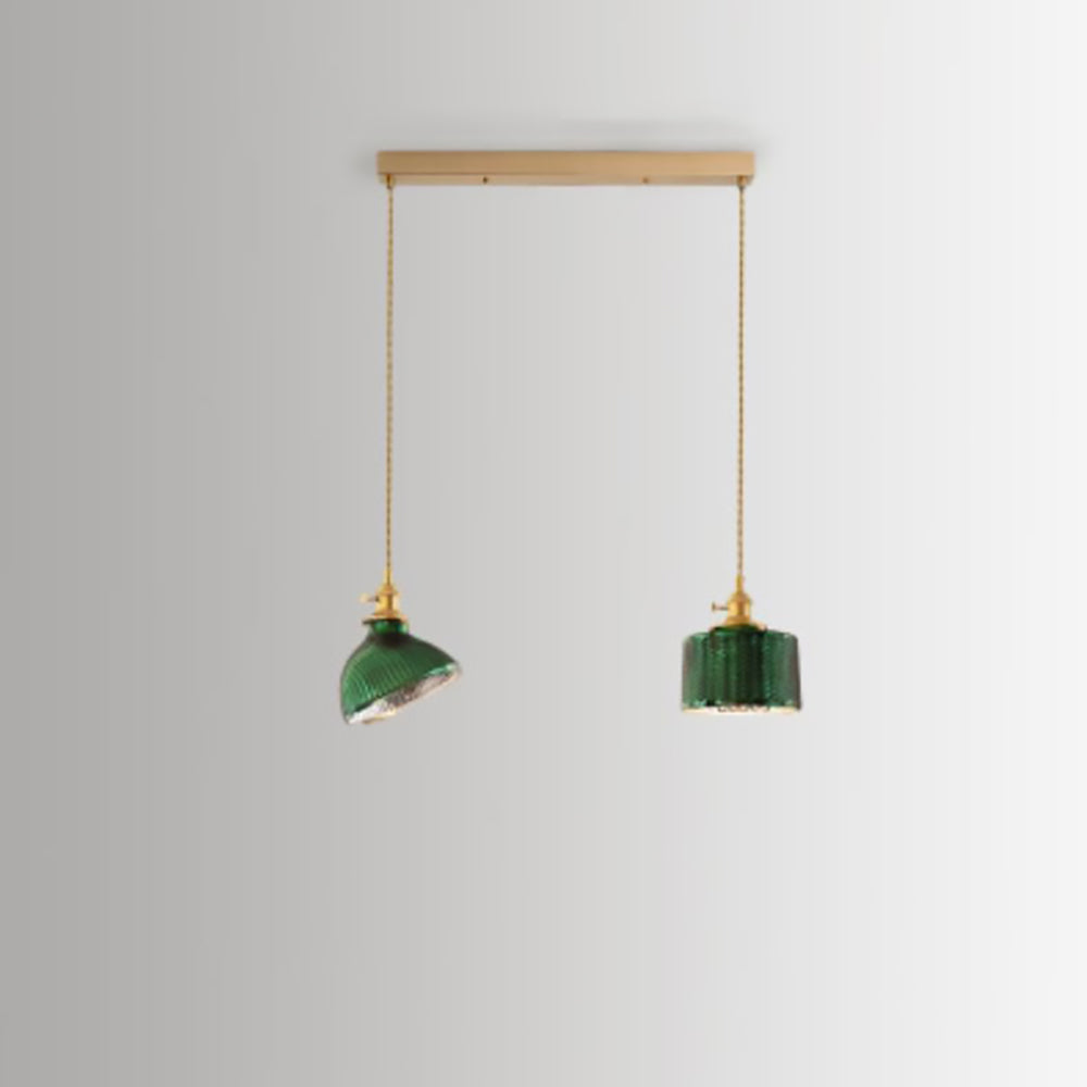 Nordic Vintage Green Brass Glass 1/2/3 Light Island Light Chandelier