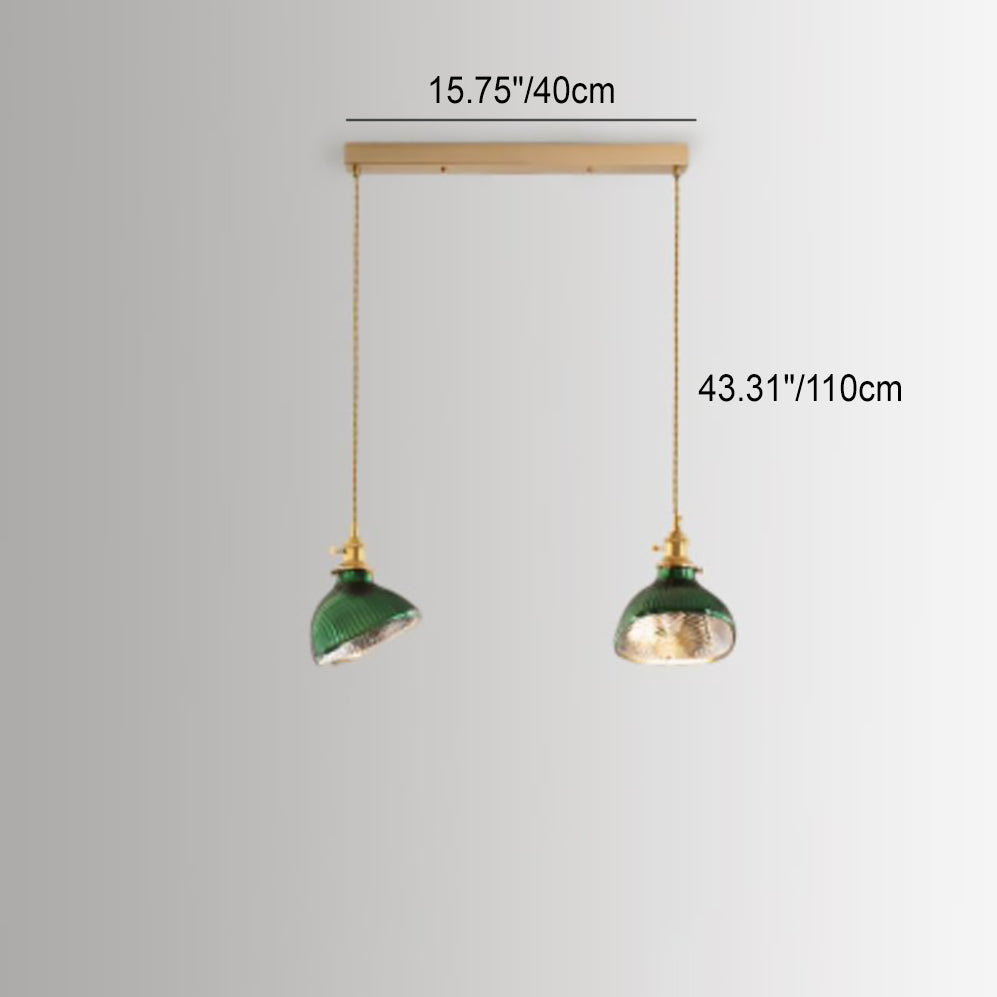 Nordic Vintage Green Brass Glass 1/2/3 Light Island Light Chandelier
