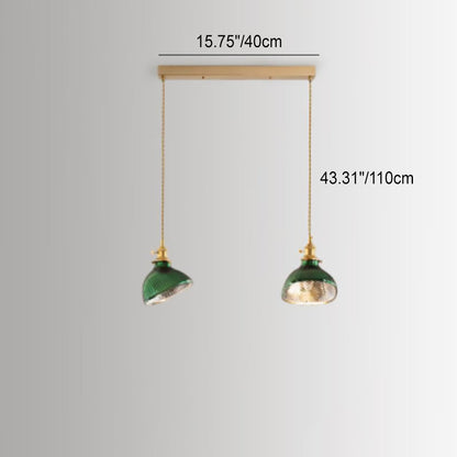 Nordic Vintage Green Brass Glass 1/2/3 Light Island Light Chandelier