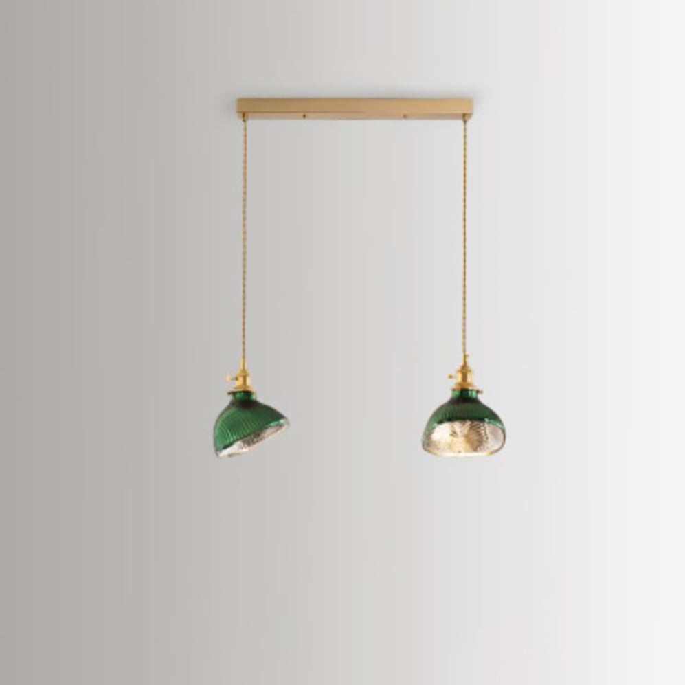 Nordic Vintage Green Brass Glass 1/2/3 Light Island Light Chandelier