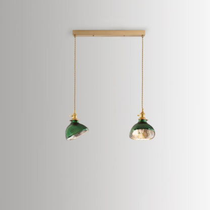 Nordic Vintage Green Brass Glass 1/2/3 Light Island Light Chandelier