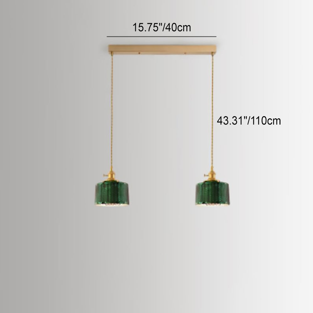 Nordic Vintage Green Brass Glass 1/2/3 Light Island Light Chandelier
