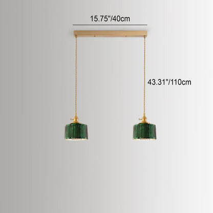 Nordic Vintage Green Brass Glass 1/2/3 Light Island Light Chandelier