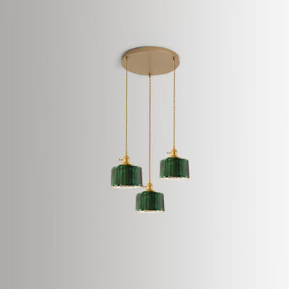 Nordic Vintage Green Brass Glass 1/2/3 Light Island Light Chandelier
