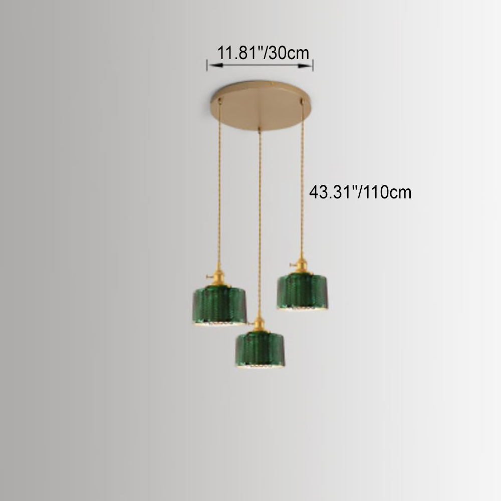 Nordic Vintage Green Brass Glass 1/2/3 Light Island Light Chandelier
