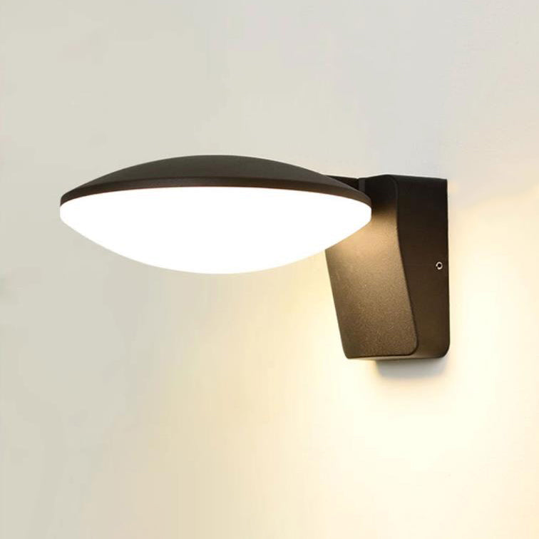 مصباح حائط خارجي LED بيضاوي الشكل من الألومنيوم والأكريليك بتصميم عصري وبسيط للحديقة 