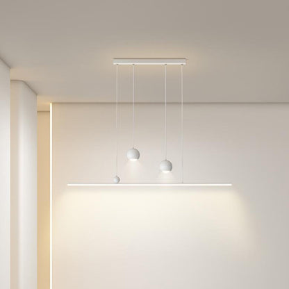 ثريا جزيرة LED مصنوعة من الحديد والألومنيوم والأكريليك بتصميم عصري بسيط لغرفة الطعام 