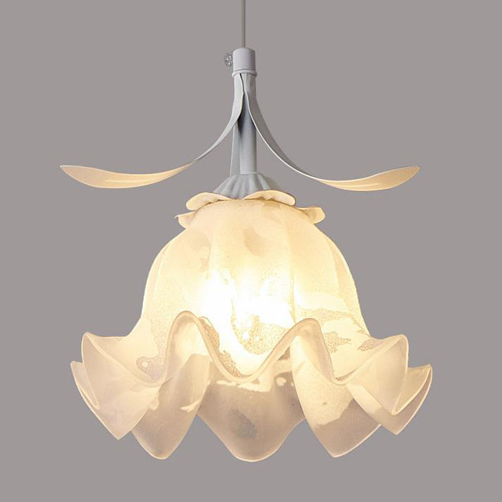 Contemporary Scandinavian Bellflower Iron Glass 1-Light Pendant Light For Living Room