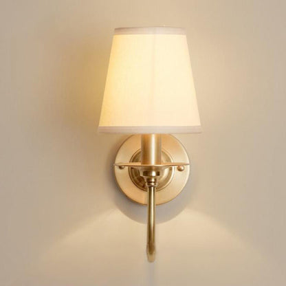 Contemporary Scandinavian Bent Brass Fabric 1-Light Wall Sconce Lamp For Living Room