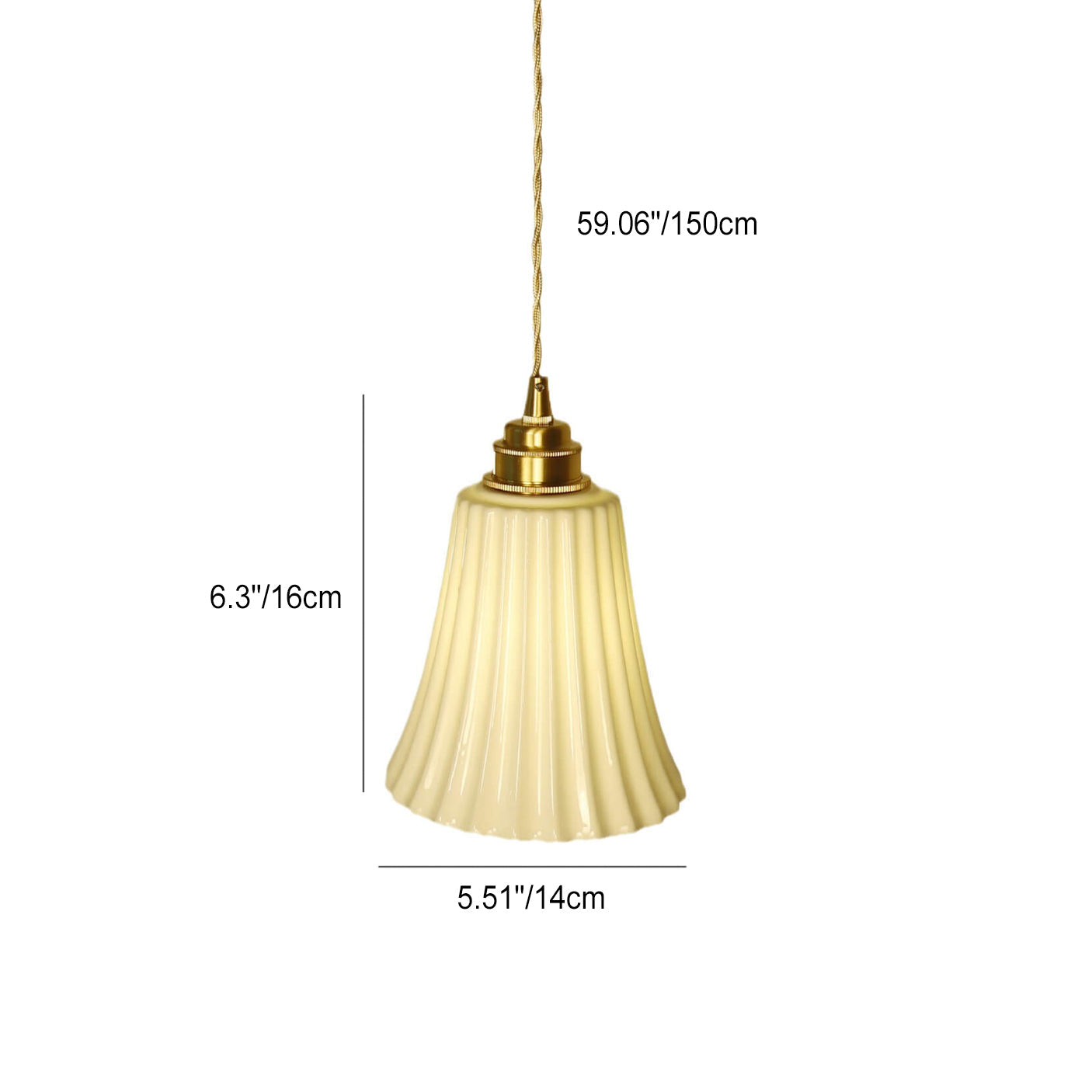 Contemporary Scandinavian Striped Ceramic Bell Shape 1-Light Pendant Light For Dining Room