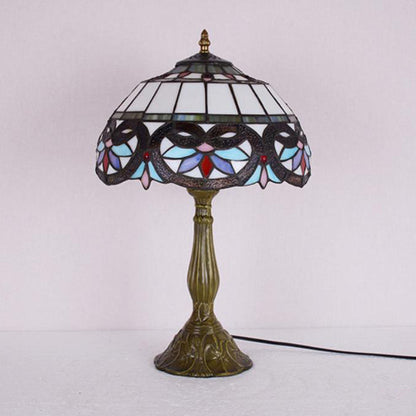 Traditional Tiffany Umbrella Alloy Stained Glass 1-Light Table Lamp For Bedroom