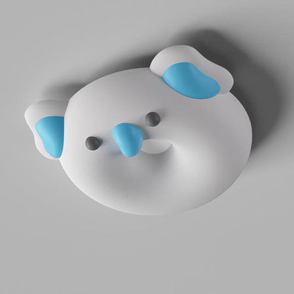 Contemporary Creative Cartoon Animal PE Shade Iron LED Kids Flush Mount Ceiling Light For Bedroom