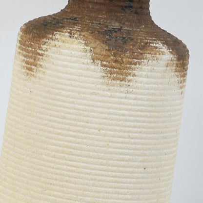 Traditional Japanese Fabric Shade Earthenware Pot Base 1-Light Table Lamp For Bedroom