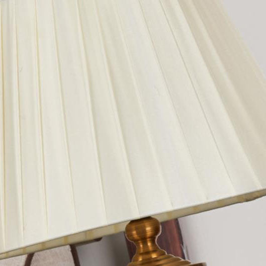 Traditional Chinese Fabric Round Shade Ceramics Vase Base 1-Light Table Lamp For Study