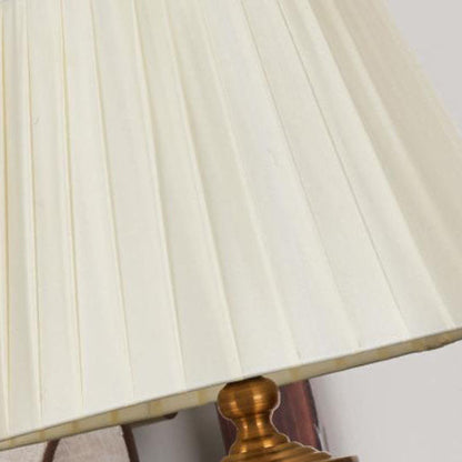 Traditional Chinese Fabric Round Shade Ceramics Vase Base 1-Light Table Lamp For Study