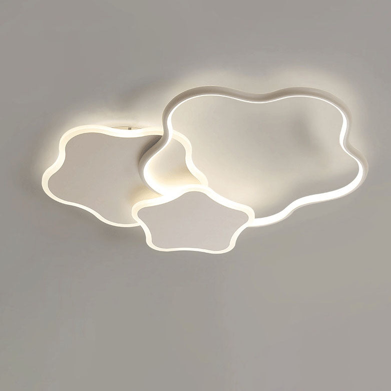 Contemporary Creative Geometric Flower Shape Pentagram Acrylic LED Flush Mount Ceiling Light For Bedroom