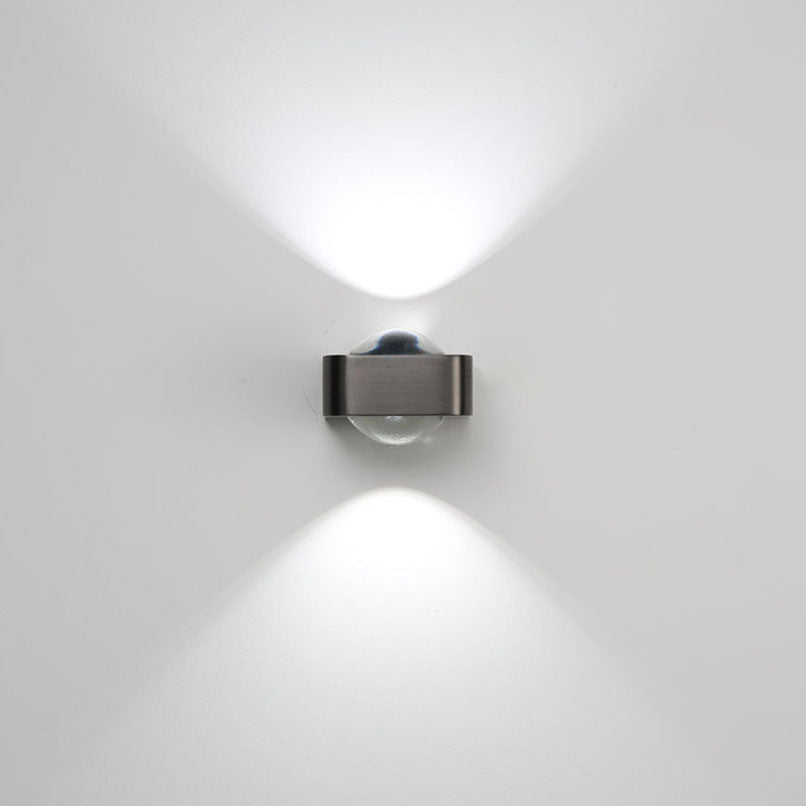 Modern Minimalist Rectangle Lens Stainless Steel Copper Glass LED Wall Sconce Lamp For Living Room