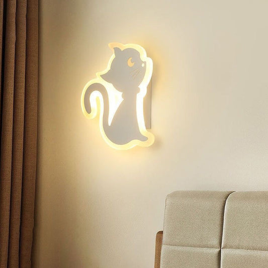 مصباح حائط LED حديدي بتصميم قطة أكريليك معاصر إبداعي لغرفة النوم