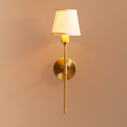 Traditional Rustic Copper Fabric Cylinder 1/2 Light Wall Sconce Lamp For Bedroom