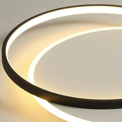 Modern Minimalist Two Round Aluminum Iron Acrylic Silicone LED Flush Mount Ceiling Light For Bedroom