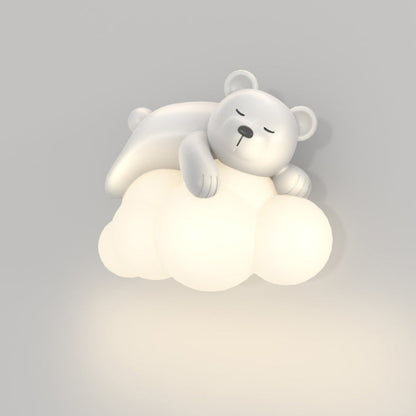 Contemporary Nordic Kids Resin PE Bear Rabbit LED Wall Sconce Lamp For Bedroom