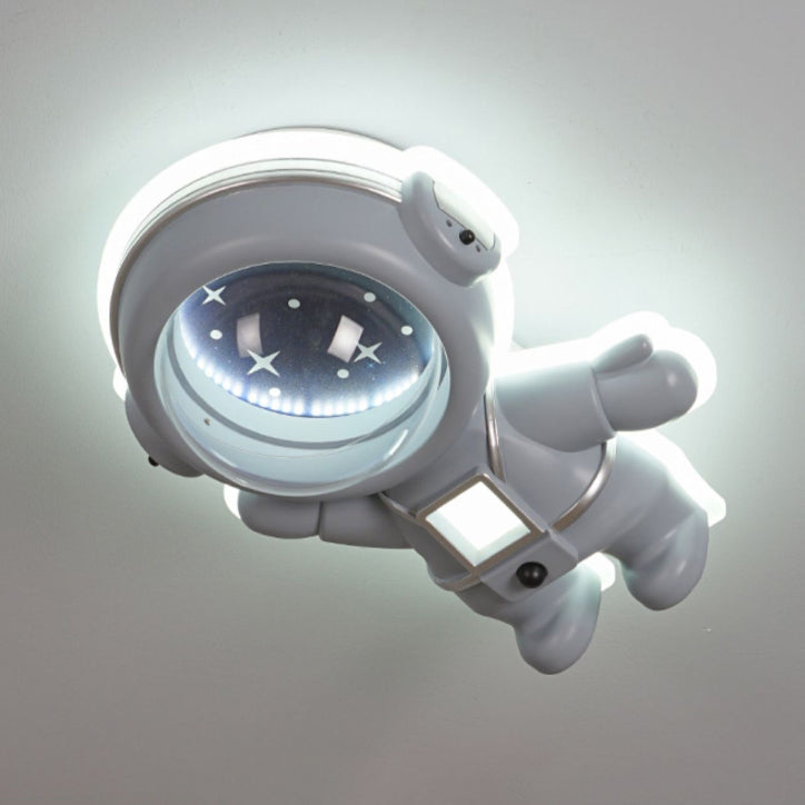 Contemporary Creative Kids Metal Acrylic Resin Astronaut Flush Mount Ceiling Light For Bedroom