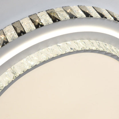 Modern Minimalist Round Acrylic Crystal Iron LED Flush Mount Ceiling Light For Bedroom