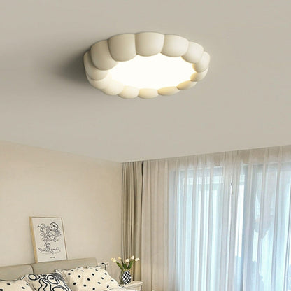 Modern Minimalist Round Cream Bubble ABS Iron LED Flush Mount Ceiling Light For Living Room