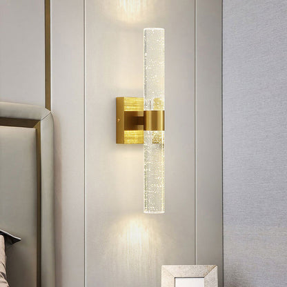 Modern Luxury Hardware Crystal Strip Column LED Wall Sconce Lamp For Bedside