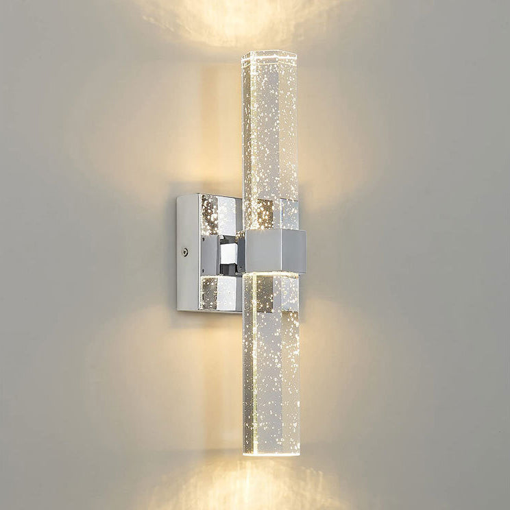 Modern Luxury Hardware Crystal Strip Column LED Wall Sconce Lamp For Bedside