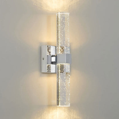 Modern Luxury Hardware Crystal Strip Column LED Wall Sconce Lamp For Bedside