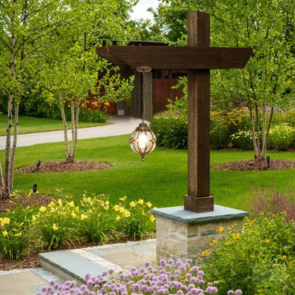 Traditional European Waterproof Aluminum Iron Glass Ball 1-Light Pendant Light For Outdoor Patio