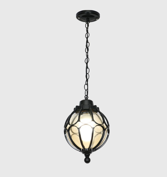 Traditional European Waterproof Aluminum Iron Glass Ball 1-Light Pendant Light For Outdoor Patio